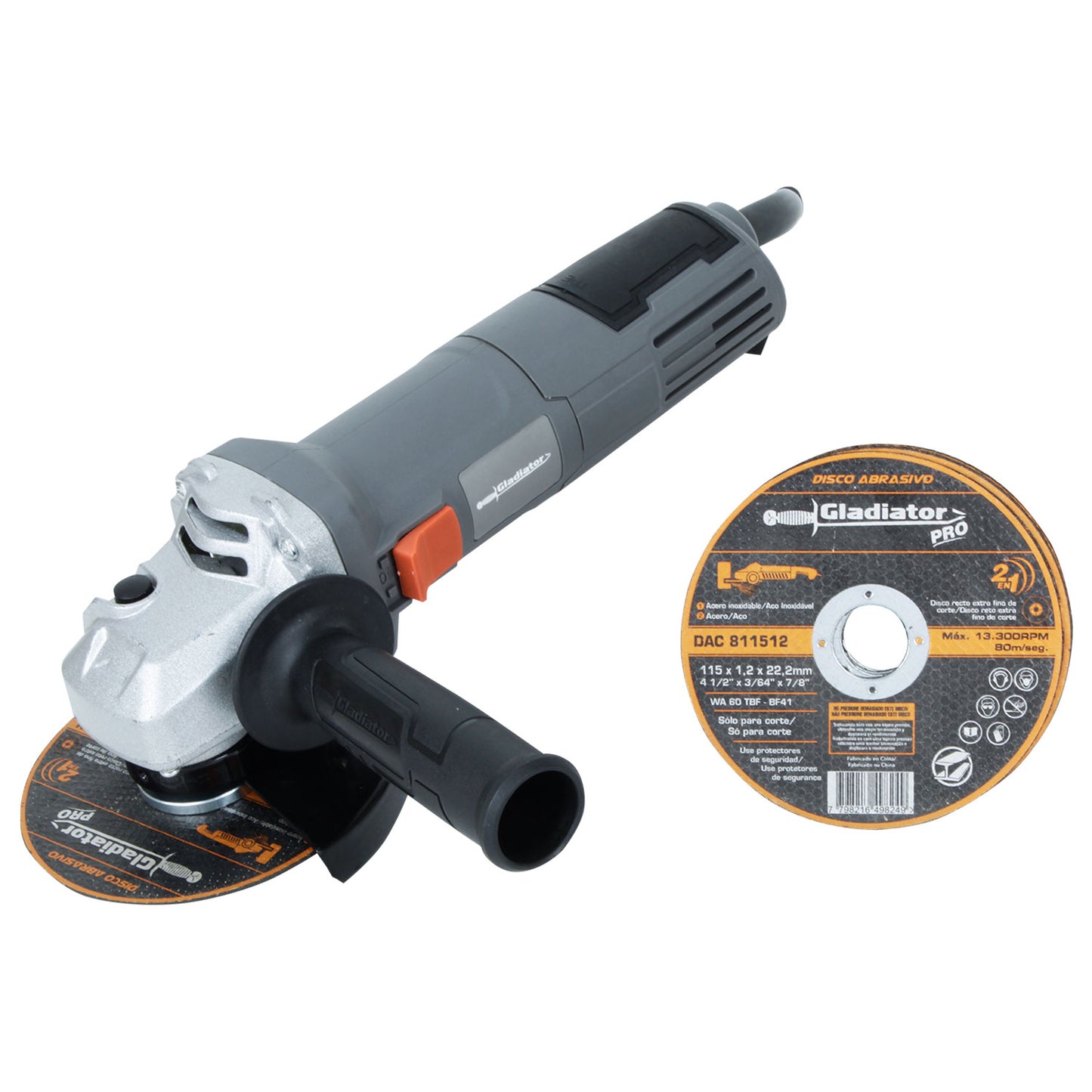Esmeril Angular 4 1/2" 800W + 5 Discos Corte - Gladiator