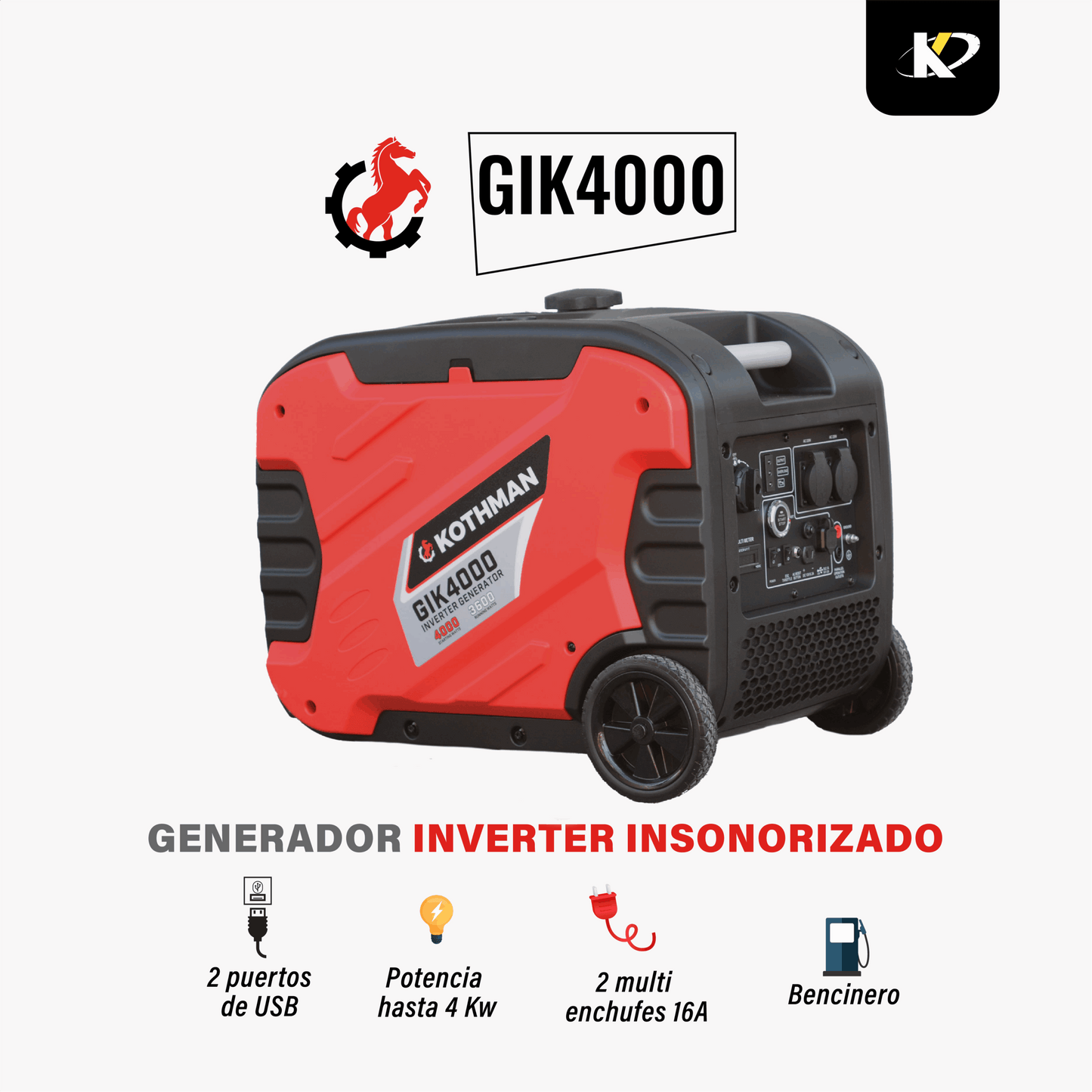 Generador Inverter insonorizado GIK4000 con Control Remoto - Kothman