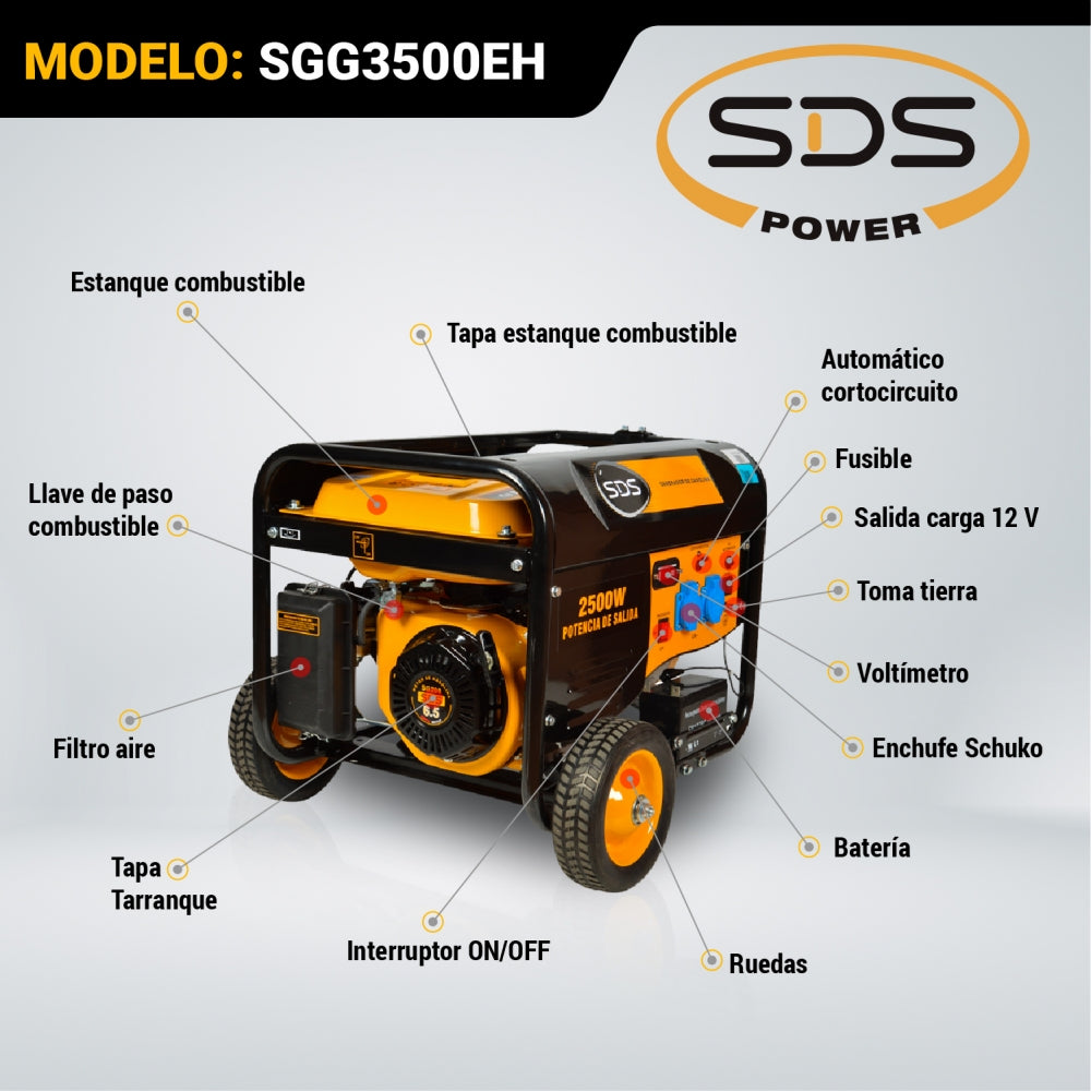 Generador Bencinero 2,8 KW 220 V SGG3500EH - Sds Power