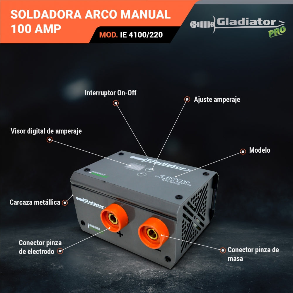 Soldadora Inversora Arco Manual 100 Amp - Gladiator