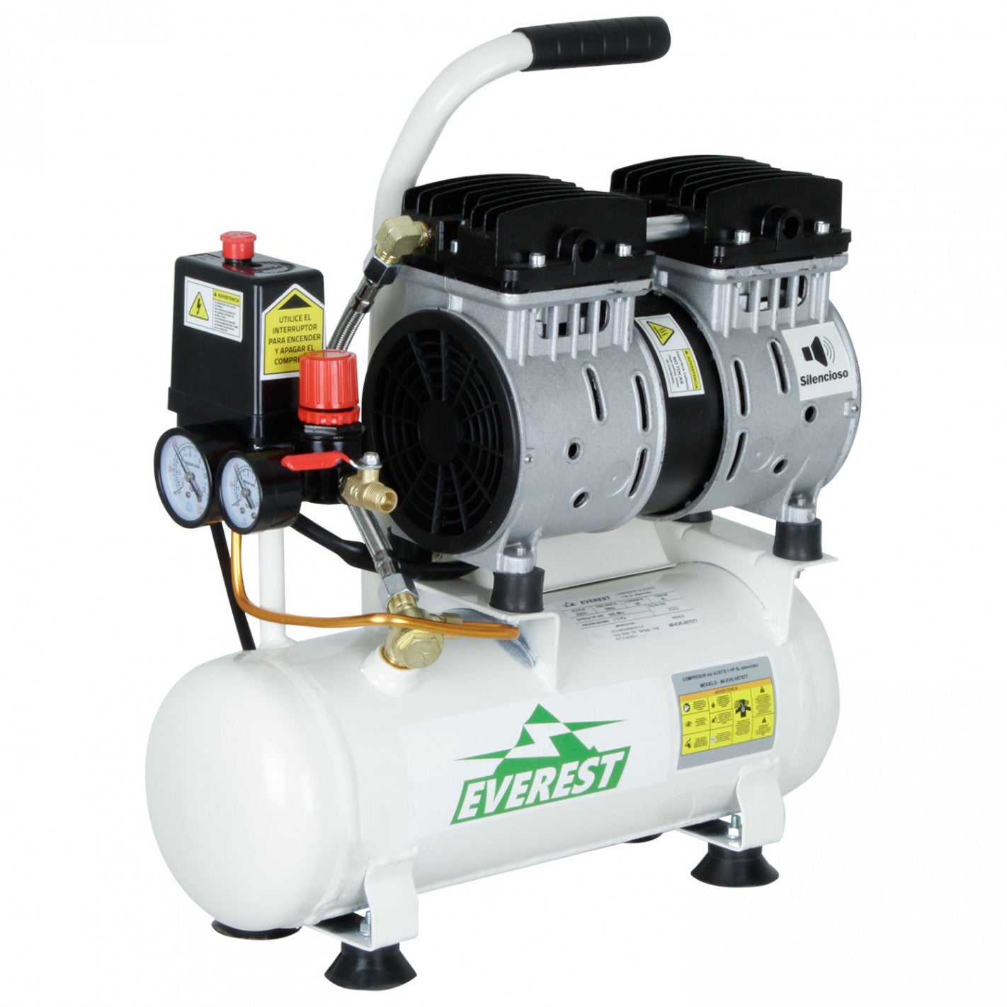 Compresor Sin Aceite 1 hp 6 Litros - Silencioso EWS06 - Everest