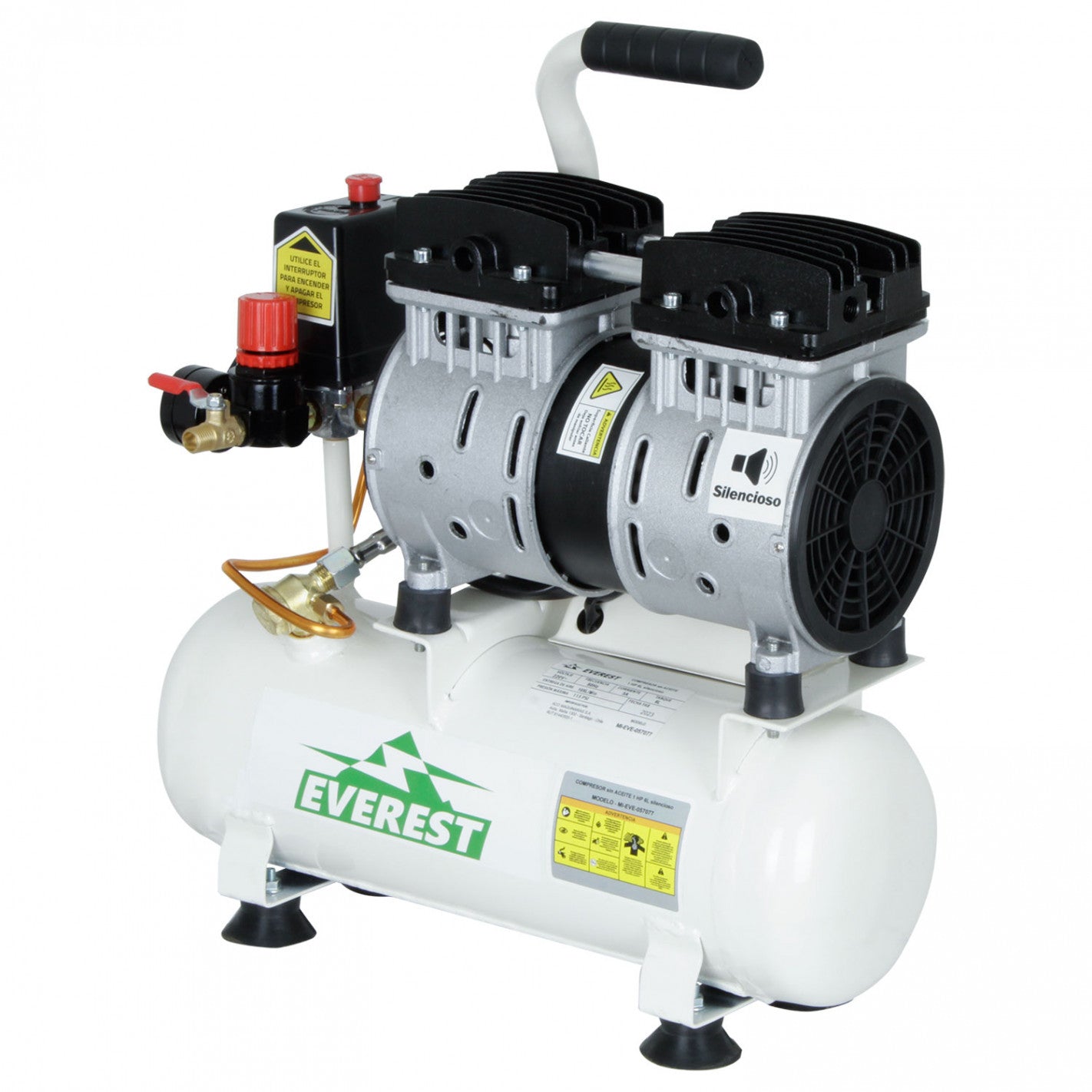 Compresor Sin Aceite 1 hp 6 Litros - Silencioso EWS06 - Everest