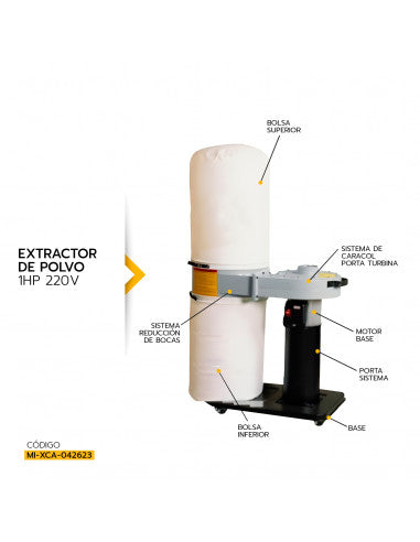 Extractor de Polvo 1 hp 220v ub-90d - XCALIBUR