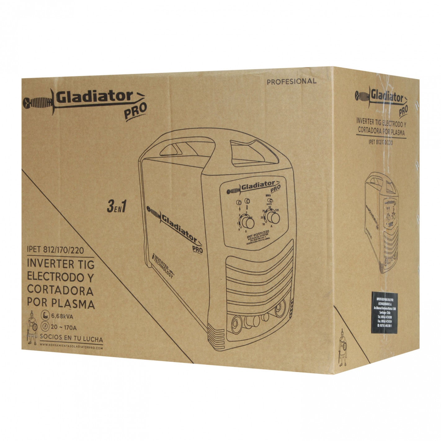 Soldadora Tig-Arco-Corta Plasma 170amp IPET812/170 - Gladiator