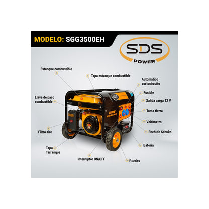 Generador Bencinero 2,8 kw 220 v SGG3500EHT - Incluye ATS - Sds Power