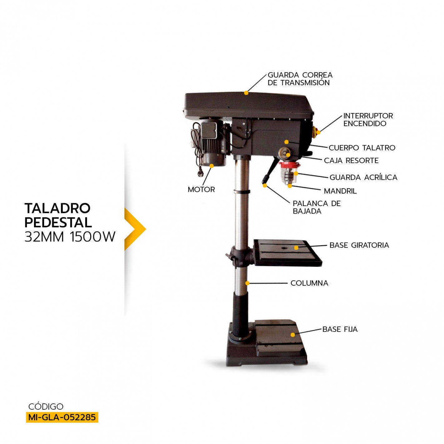 Taladro Pedestal 32mm 1500w TC932/25 - Gladiator