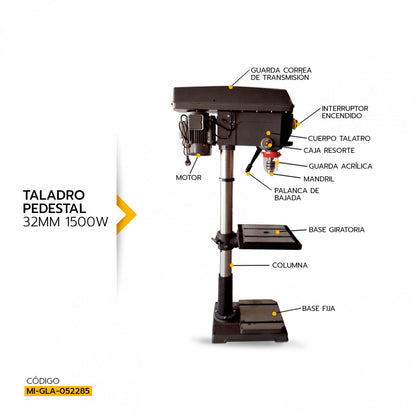 Taladro Pedestal 32mm 1500w TC932/25 - Gladiator