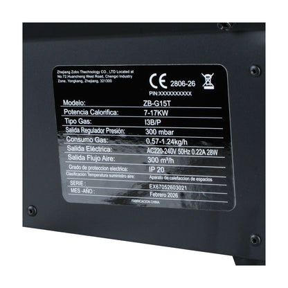 Turbo Calefactor a Gas Licuado 7-17 kw - Everest (Incluye Regulador y Manguera)